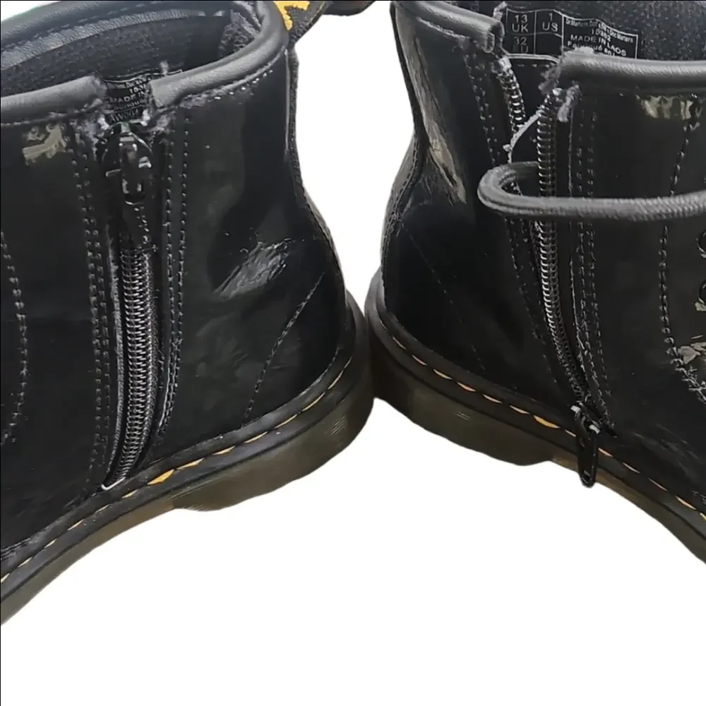 Dr. Martens 1460 Youth Black Patent Leather Lace-Up Boots | Size 1 | AirWair